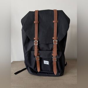 Herschel Supply Company Little America  Backpack 30L in Black with Brown Straps